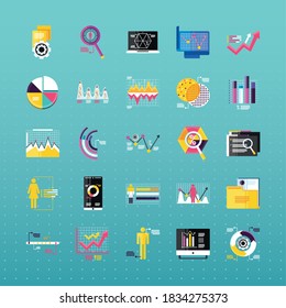 data analysis, contains icons as devices, gear, scheme and more detailed vector illustration