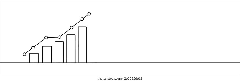 Data analysis continuous one line drawing. Profit graph, business analysis. Vector illustration.