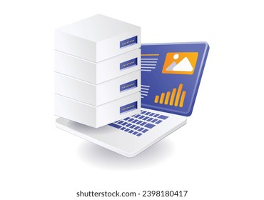 Data analysis database server hosting illustration concept