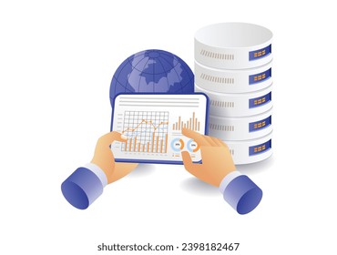 Data analysis database server illustration concept