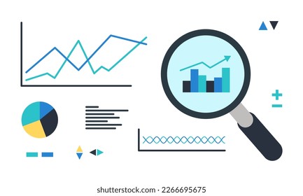 Data analysis, database visualization. working sorting information using digital mind map. Input output data, charts, analyzing, infographic vector illustration