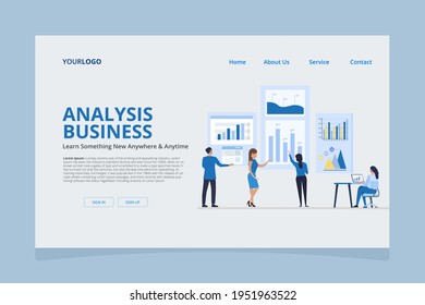 Data analysis design concept, business analytic, The teamwork together working analysis data analytics with graph and chart, Vector illustrations.