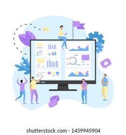 Data analysis design concept. Graph, diagram and statistics on business concept.
