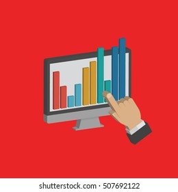 Data analysis design on red background,clean vector