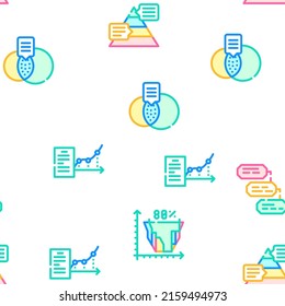 Data Analysis Diagram Collection Vector Seamless Pattern Color Line Illustration