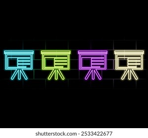 data analysis diagram financial business framework presentation. neon style..green.