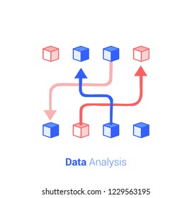  Data analysis, Doodle flat design icon vector illustration concept. 