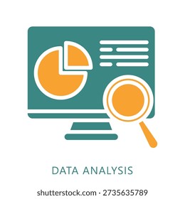 Data Analysis Dual Tone Color Icon, Mini Illustration For Modern Concept, Ui, Ux Web And App Development. Related To Seo And Online Marketing.