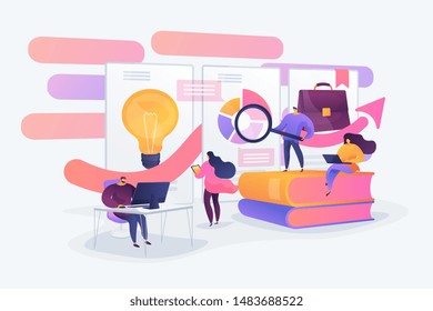 Data analysis education, economic literacy internet courses. Business workflow, business process efficiency, working activity pattern concept. Vector isolated concept creative illustration