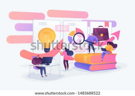 Data analysis education, economic literacy internet courses. Business workflow, business process efficiency, working activity pattern concept. Vector isolated concept creative illustration