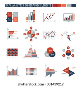 Data analysis elements of info graphics design on white background,vector