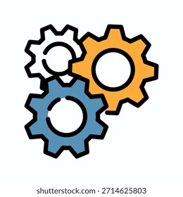 Data Analysis filed line color icon. Gear System symbol. Symbolizing Engineering, Mechanism, And Teamwork In Technology.