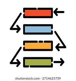 Data Analysis filled line color icon. Data Transfer symbol. Ideal for increasing security when moving data to new storage.