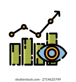 Icono de color de línea llena de análisis de datos. Símbolo de crecimiento de datos. Ideal para analizar el crecimiento.