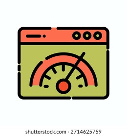 Data Analysis filled line color icon. Dashboard meter symbol. Symbolizing Presenting information in real time.
