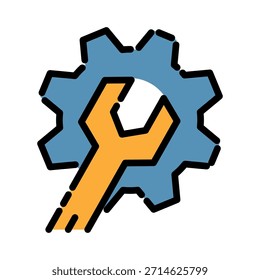 Data Analysis filled line color icon. Maintenance tools symbol. Ideal for carry out maintenance, repairs and operation of equipment so that it continues to function properly.