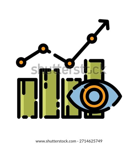 Data Analysis filled line color icon. Data Growth symbol. Ideal for analyzing growth.