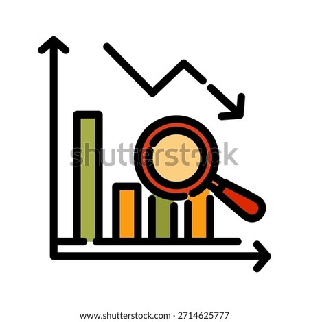 Data Analysis filled line color icon. Performance graph symbol. Ideal for analyze and display performance.