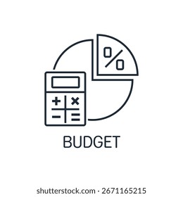 Análise de dados, análise financeira. Planeamento orçamental. Ilustração de ícone linear de vetor isolada no fundo branco.