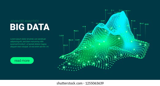 Data Analysis Futuristic Concept. Information Stream Visualization with Light Effect. Representation of Big Data Analysis for Social Network. Landing Page Template with Artificial Intelligence Design.