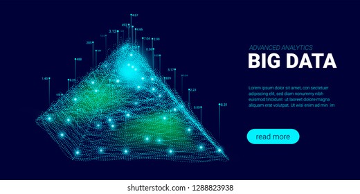 Data Analysis Futuristic Concept. Information Stream Visualization with Light Effect. Representation of Big Data Analysis for Social Network. Landing Page Template with Artificial Intelligence Design.