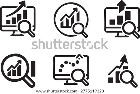 Data Analysis Glyph Icon Collection – Analytics and Growth Research Symbols Set | Vector Editable Stroke EPS