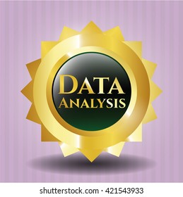 Emblema dorado brillante de análisis de datos
