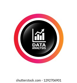 Data analysis (graph icon) isolated on glossy button.