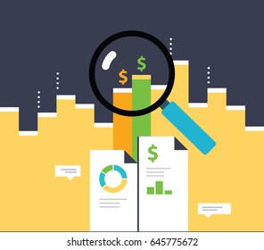 Data Analysis. Growing graph for smart investment. Analytics information.