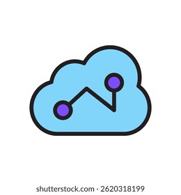 Ícone de tendências de crescimento da análise de dados que representa a conectividade em nuvem e o Business Intelligence na estratégia de marketing digital