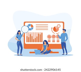Data analysis or header decorate people character for website development and mobile website. flat vector modern illustration 