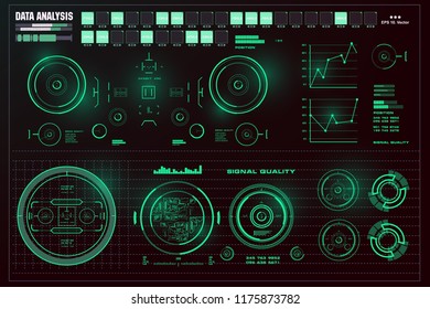 Data analysis, HUD user green interface, visualization futuristic infographic information,visual datatrade map, diagrams virtual interface