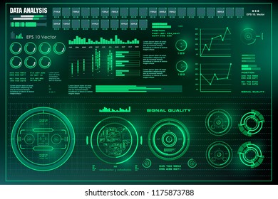 Data analysis, HUD user green interface, visualization futuristic infographic information,visual datatrade map, diagrams virtual interface