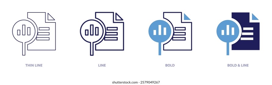 Data analysis icon in 4 different styles. Thin Line, Line, Bold, and Bold Line. Duotone style. Editable stroke.