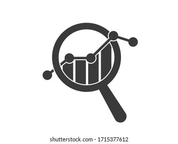 Data analysis  icon. Data icon. Analytics vector illustration. Stock chart vector design.   Search icon. 