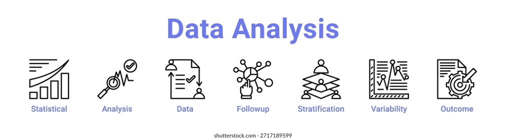 Datenanalyse-Symbolbanner und -sammlung