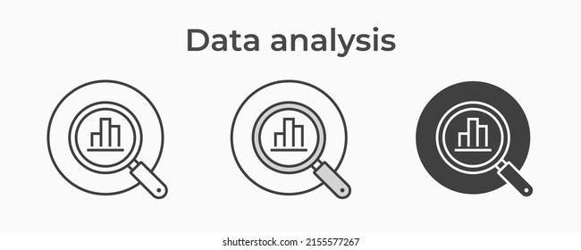 Data analysis icon. Black vector illustration isolated on white background for graphic and web design.
