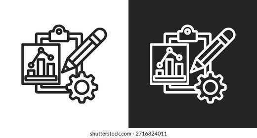 Icono De Análisis De Datos En Estilo De Línea En Blanco Y Negro