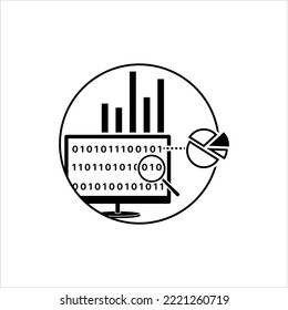 Data Analysis Icon, Business, Sales Trend Statistical And Logical Technique Vector Art Illustration
