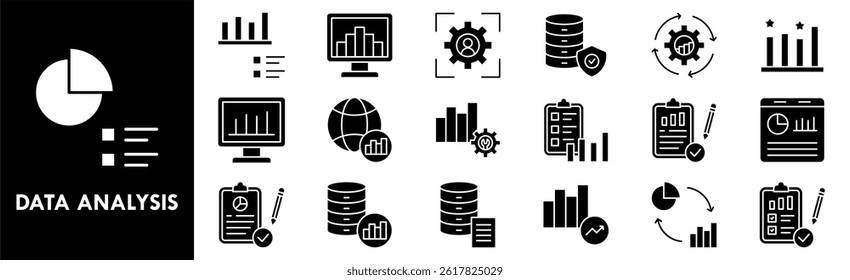 Data Analysis icon collection set. Containing design analysis, business, graph, strategy, computer