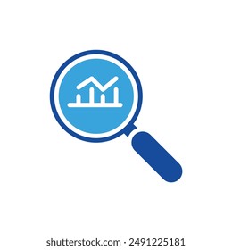 data analysis icon color or logo illustration glyph color blue style
