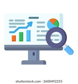 Data Analysis Icon in Flat Color Style. Simple Flat Icon Vector. Simple Vector Design