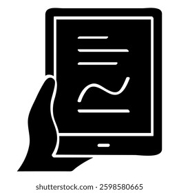 Data analysis icon in glyph style. Report icon in glyph style