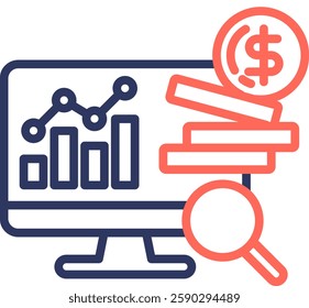 Data Analysis Icon Line Color Vector Illustration