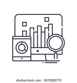 Data analysis icon, linear isolated illustration, thin line vector, web design sign, outline concept symbol with editable stroke on white background.