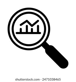 data analysis icon or logo illustration outline  black filled style