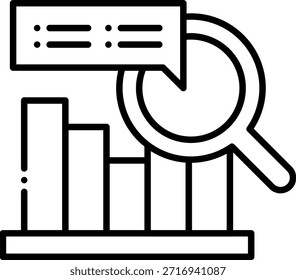 Data Analysis Icon with Magnifying Glass and Bar Graph