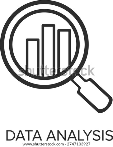 Data Analysis Icon with Magnifying Glass and Bar Chart – Business Analytics Concept