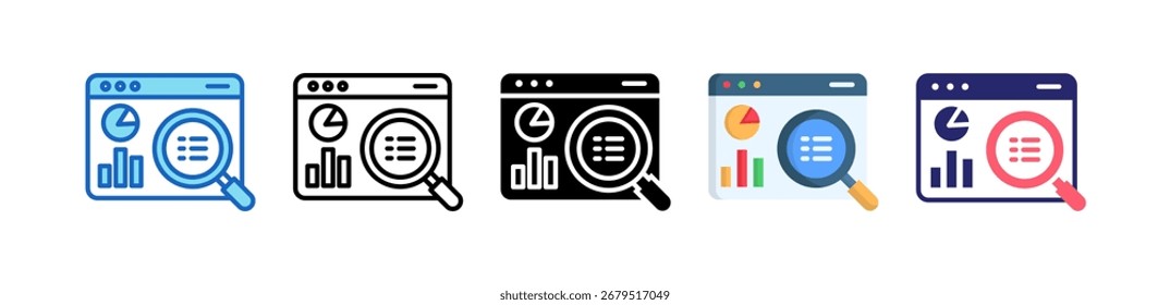 Data Analysis Icon Multiple Style Set Collection.