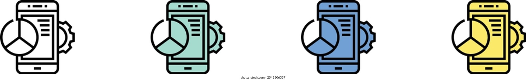 data analysis icon. Outline, Green, Blue and Yellow Style Design Isolated On White Background